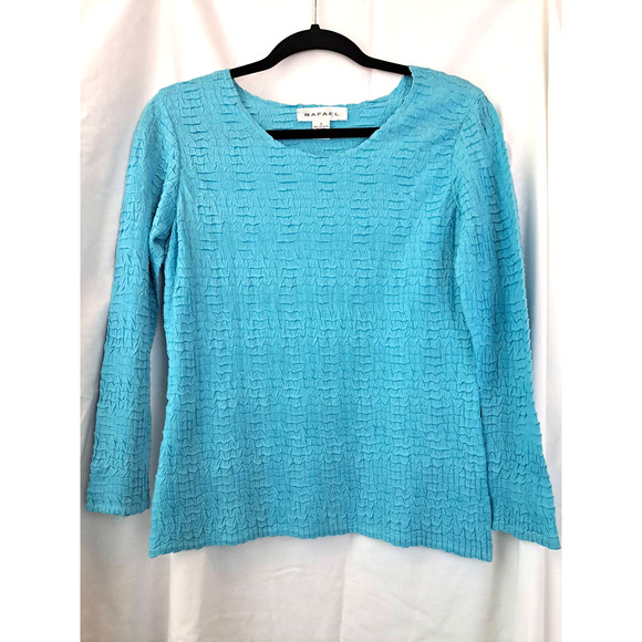 Rafael Top. Size Small Shirt in Turquoise Blue with Long Sleeves - Picture 1 of 6